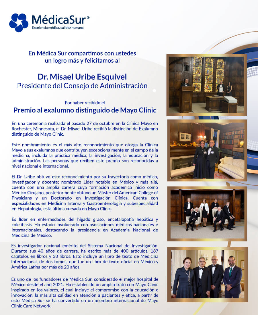 Premio al exalumno distinguido de Mayo Clinic Dr. Misael Uribe Esquivel