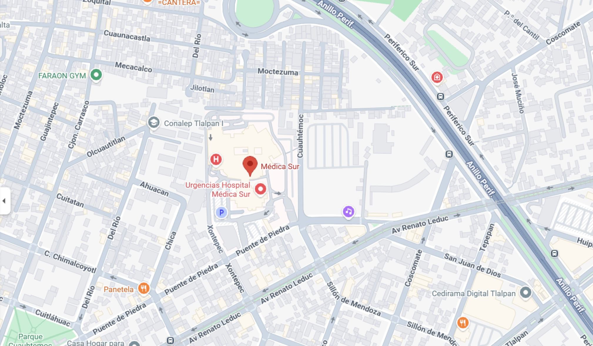 Ubicación de Médica Sur en mapa