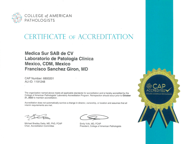 Certificado de la Acreditacin CAP