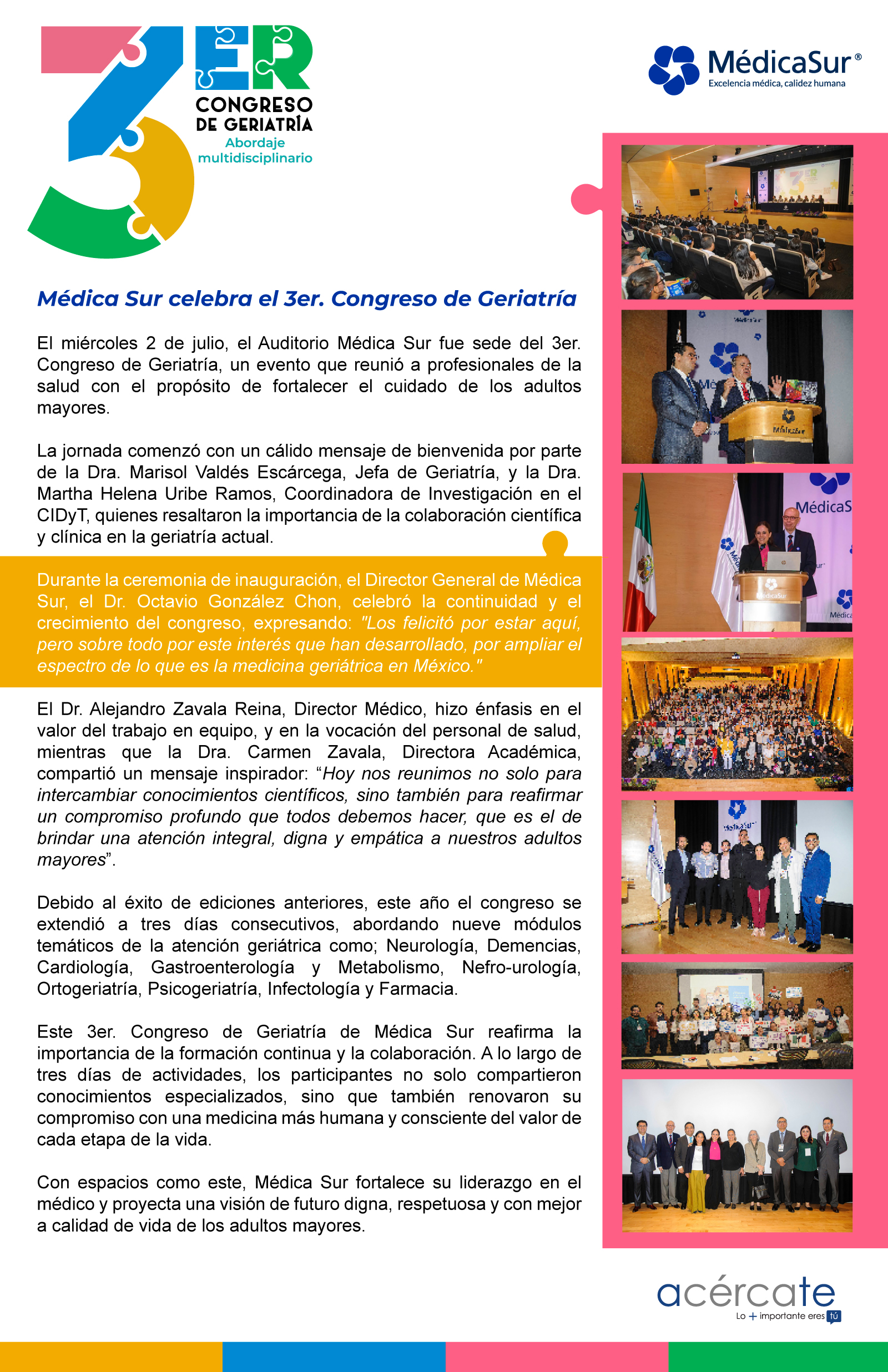 3° Congreso de Geriatría: Abordaje multidisciplinario